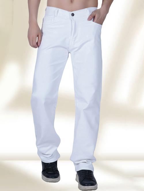 men white solid mid rise relaxed fit jeans - 22012238 - Very Small Image - 1