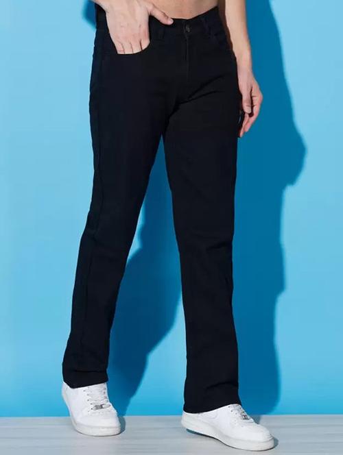 men black plain mid rise relaxed fit jeans - 22012292 - Very Small Image - 1