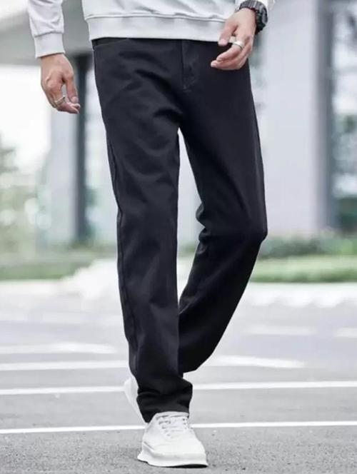 men black plain mid rise relaxed fit jeans - 22012309 - Very Small Image - 1