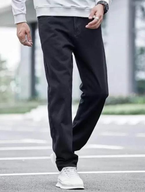 men black plain mid rise relaxed fit jeans - 22012319 - Very Small Image - 1