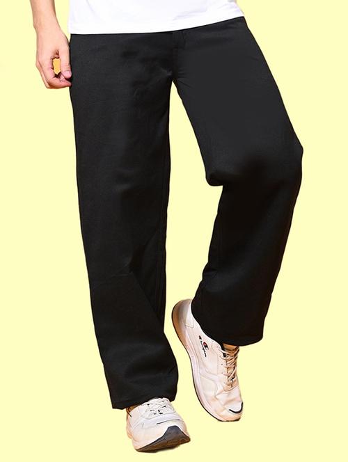 men black plain mid rise baggy jeans - 22012335 - Very Small Image - 1