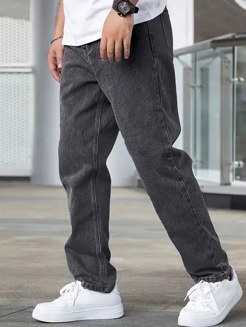 men grey plain mid rise relaxed fit jeans - 22012373 - Very Small Image - 1