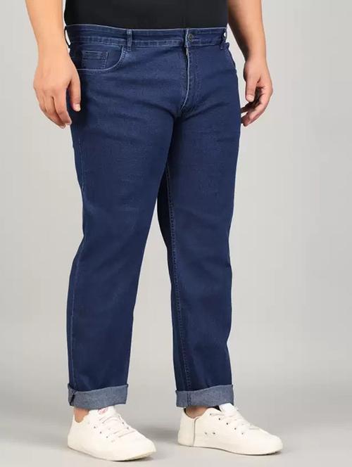 men plus size blue plain mid rise relaxed fit jeans - 22012467 - Very Small Image - 1