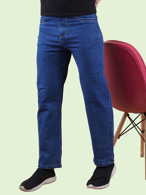 men blue plain mid rise straight fit jeans - 22012474 - Very Small Image - 1