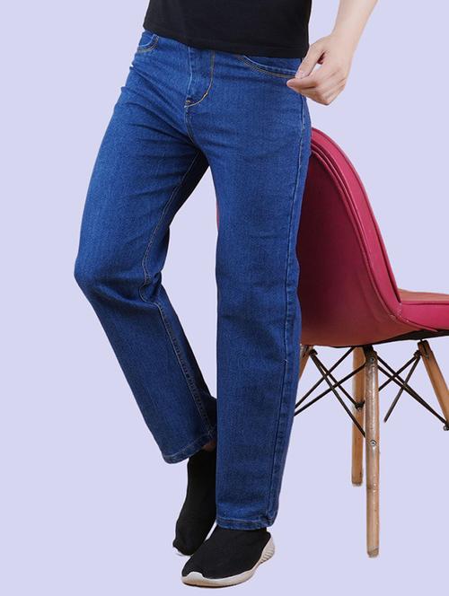 men blue plain mid rise straight fit jeans - 22012501 - Very Small Image - 1