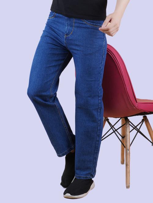 men blue plain mid rise straight fit jeans - 22012502 - Very Small Image - 1