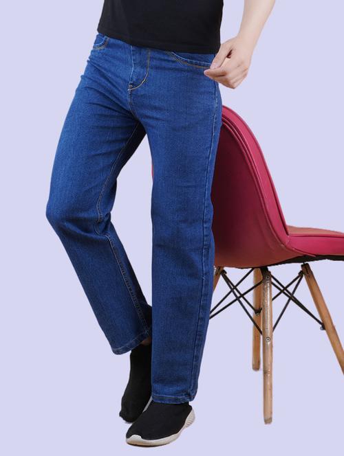 men blue plain mid rise straight fit jeans - 22012503 - Very Small Image - 1