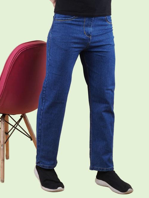 men blue plain mid rise straight fit jeans - 22012505 - Very Small Image - 1
