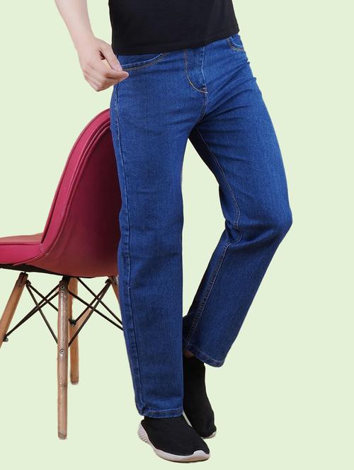men blue plain mid rise straight fit jeans - 22012506 - Very Small Image - 1