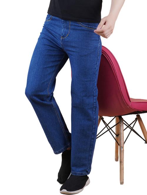 men blue plain mid rise straight fit jeans - 22012518 - Very Small Image - 1