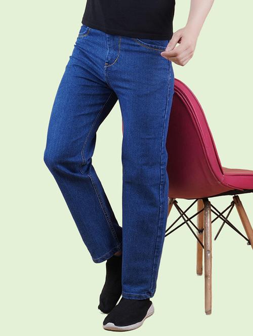 men blue plain mid rise straight fit jeans - 22012542 - Very Small Image - 1