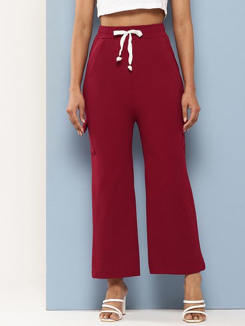 women solid mid rise relaxed fit cargo - 22012681 - Very Small Image - 1