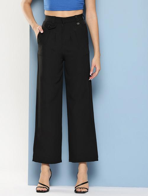 black solid high rise straight trouser - 22012705 - Very Small Image - 1