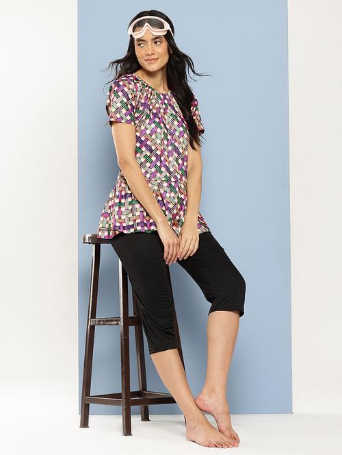 women checkered round neck swimsuit with cap - 22012787 - Very Small Image - 1