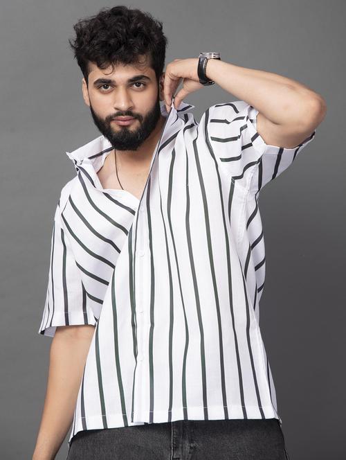 men striped short sleeve oversized casual shirt - 22012959 - Very Small Image - 1