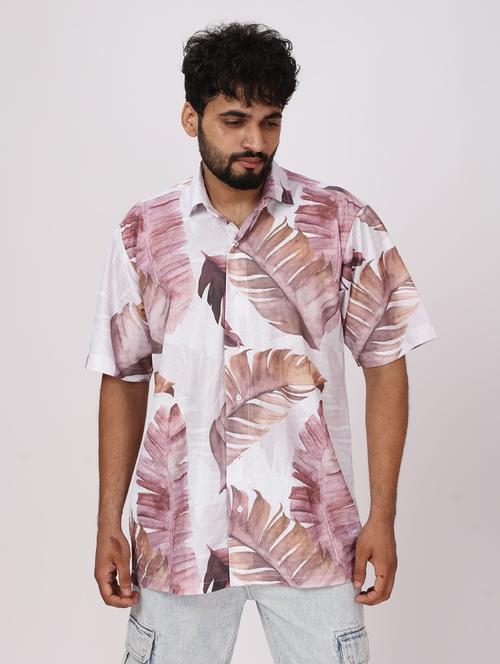men tropical printed short sleeve oversized casual shirt - 22012965 - Very Small Image - 1
