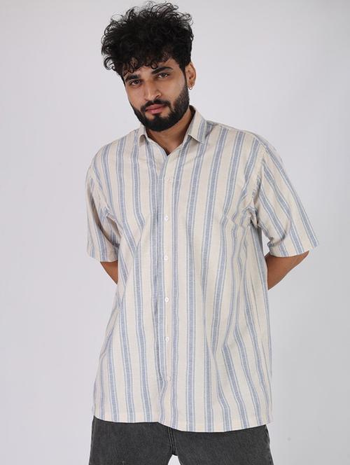 men striped short sleeve oversized casual shirt - 22012995 - Very Small Image - 1