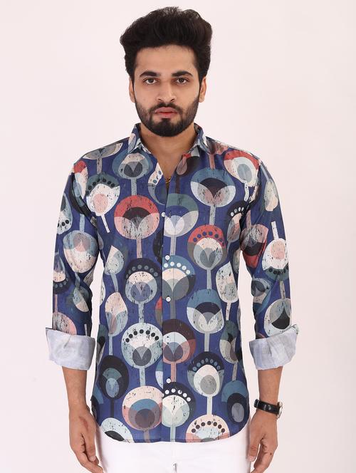 men printed long sleeve regular fit casual shirt - 22013014 - Very Small Image - 1