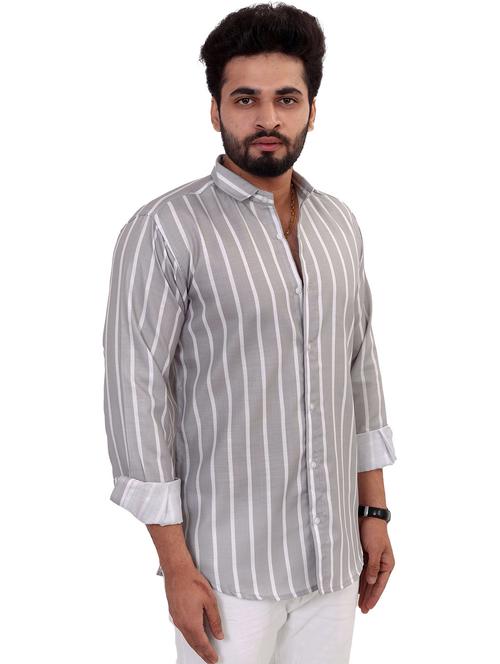 men striped long sleeve regular fit casual shirt - 22013019 - Very Small Image - 1