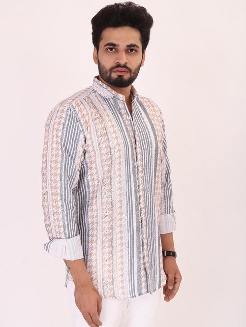 men printed long sleeve regular fit casual shirt - 22013020 - Very Small Image - 1