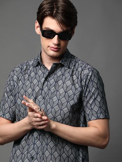 men printed short sleeve regular fit casual shirt - 22013036 - Very Small Image - 1