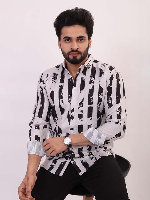 men printed long sleeve regular fit casual shirt - 22013043 - Very Small Image - 1