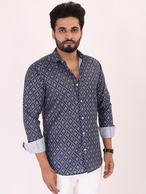 men printed long sleeve regular fit casual shirt - 22013057 - Very Small Image - 1