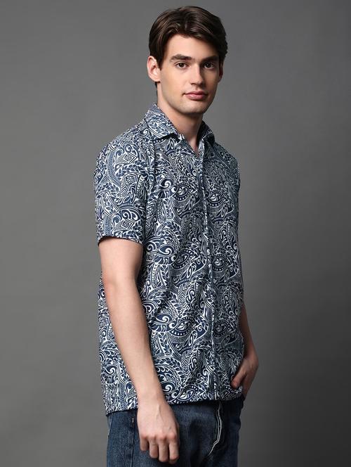 men printed short sleeve regular fit casual shirt - 22013109 - Very Small Image - 1