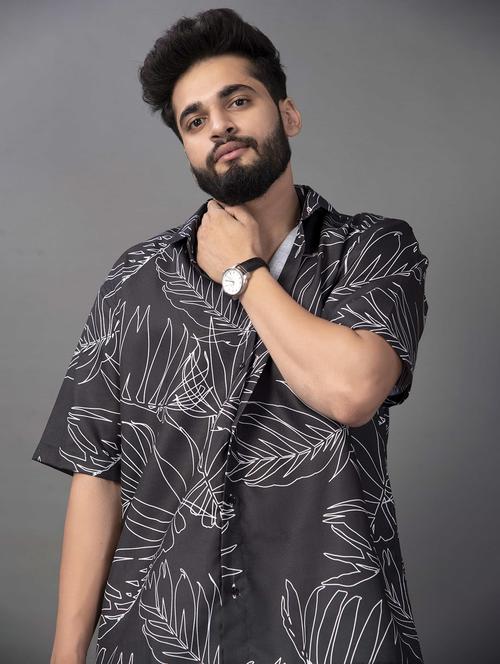 men printed short sleeve oversized casual shirt - 22013110 - Very Small Image - 1