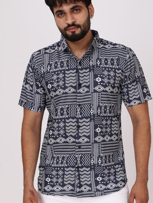 men printed short sleeve regular fit casual shirt - 22013185 - Very Small Image - 1