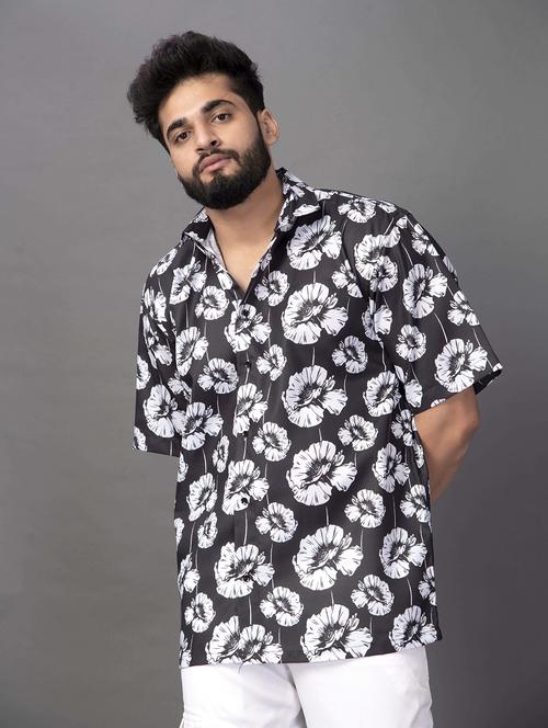 men floral printed short sleeve oversized casual shirt - 22013197 - Very Small Image - 1