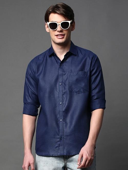 men solid long sleeve regular fit casual shirt - 22013221 - Very Small Image - 1