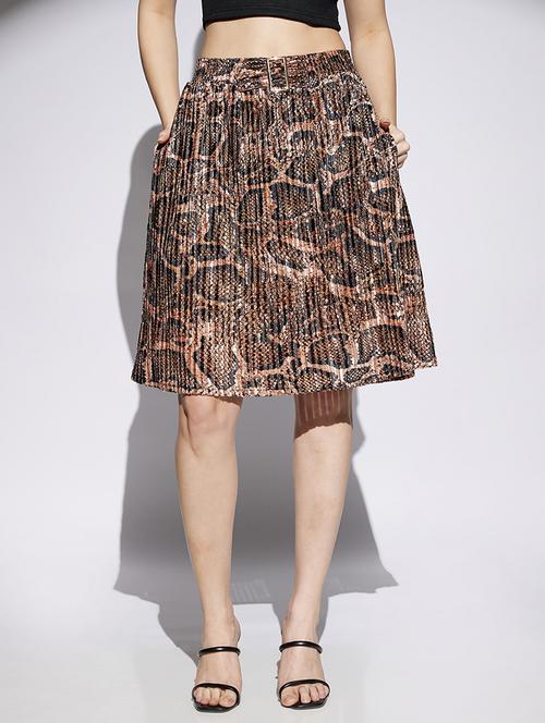 women animal print high rise flared skirt - 22013367 - Very Small Image - 1