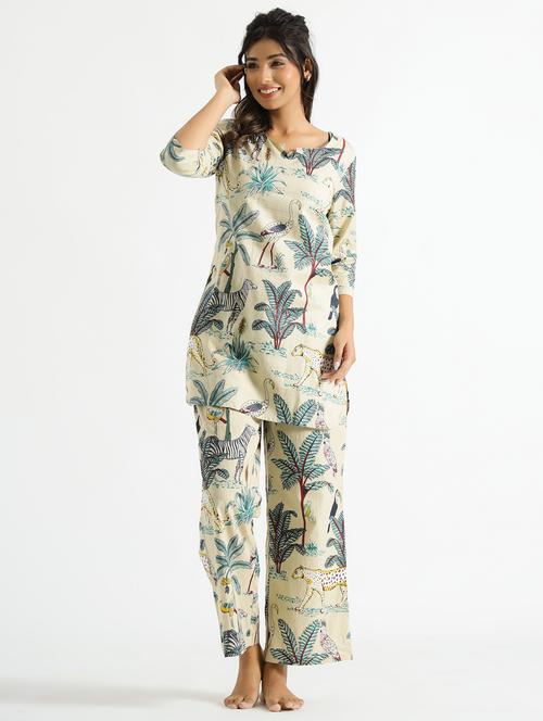 women printed three quarter sleeve co-ord set - 22013430 - Very Small Image - 1
