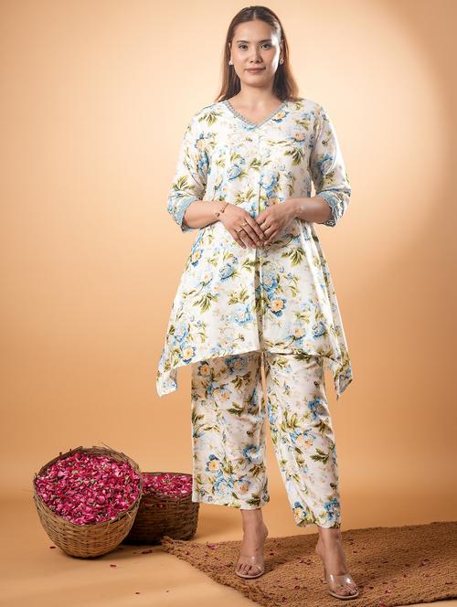 women floral three quarter sleeve ethnic co-ord set - 22013443 - Very Small Image - 1