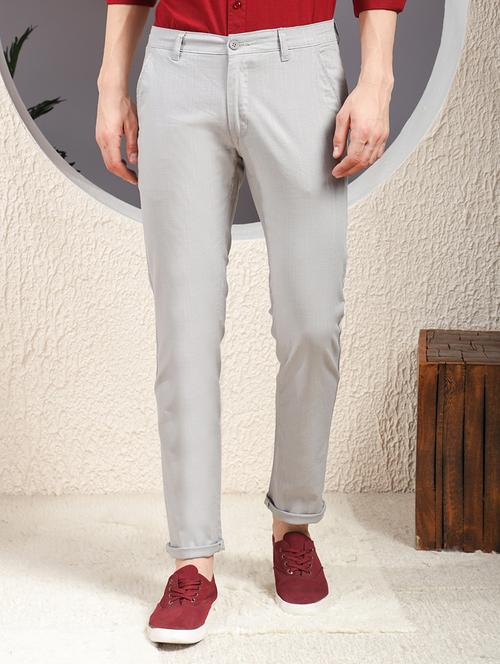 men solid mid rise flat front casual chinos  - 22013453 - Very Small Image - 1