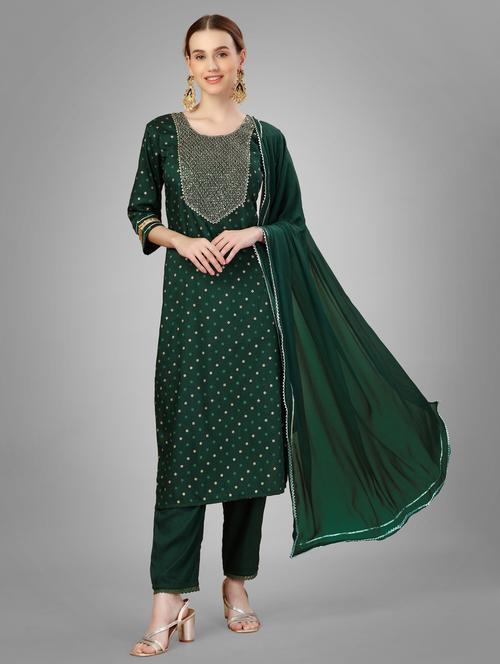 women three quarter sleeve kurta pant with dupatta set - 22014163 - Very Small Image - 1