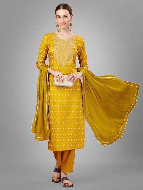 women three quarter sleeve kurta pant with dupatta set - 22014164 - Very Small Image - 1