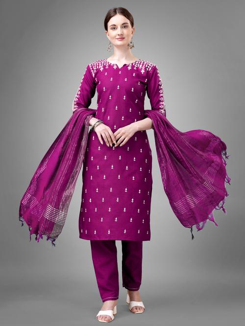 women three quarter sleeve kurta pant with dupatta set - 22014170 - Very Small Image - 1