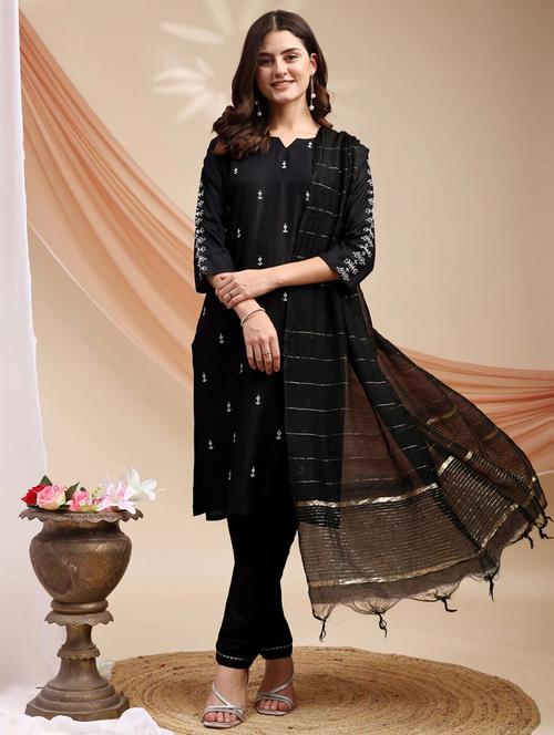 women three quarter sleeve kurta pant with dupatta set - 22014294 - Very Small Image - 1