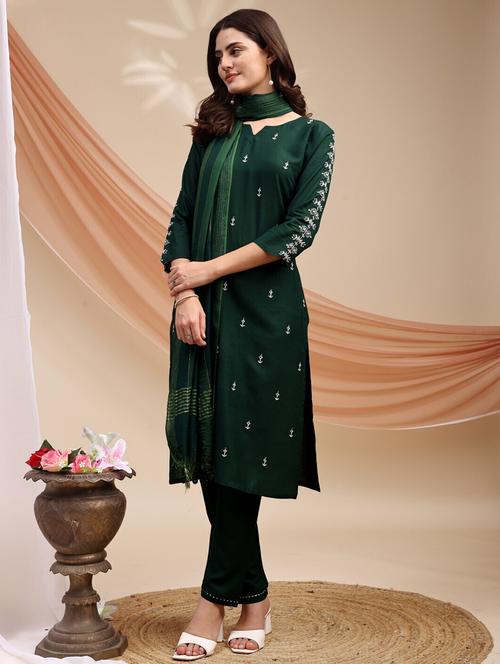 women three quarter sleeve kurta pant with dupatta set - 22014296 - Very Small Image - 1
