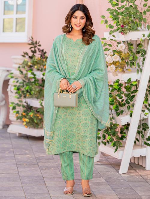 women three quarter sleeve kurta pant with dupatta set - 22014304 - Very Small Image - 1