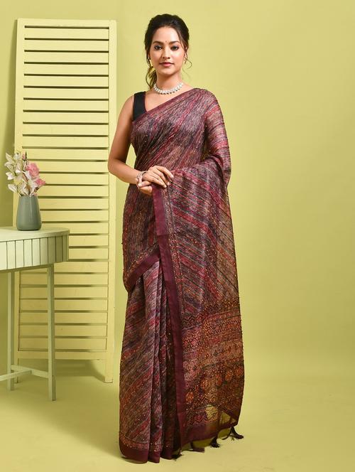 women printed casual wear saree with blouse - 22014378 - Very Small Image - 1