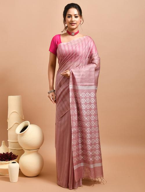 women striped handloom saree with blouse - 22014443 - Very Small Image - 1