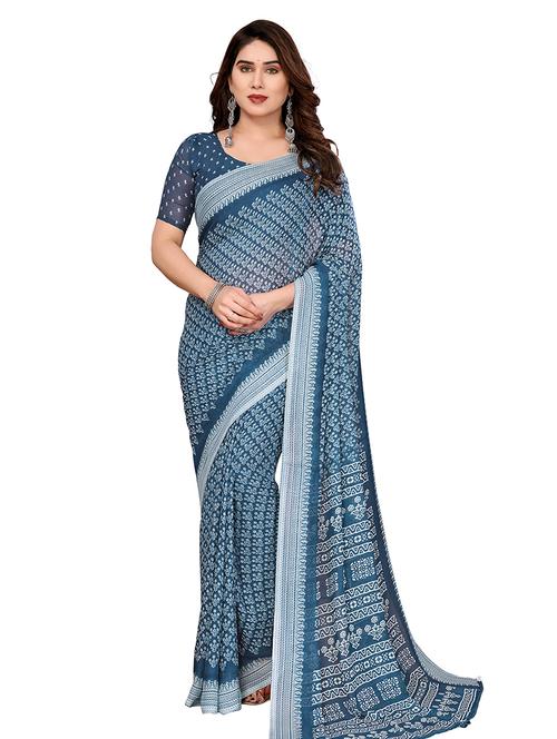women printed casual wear saree with blouse - 22014736 - Very Small Image - 1