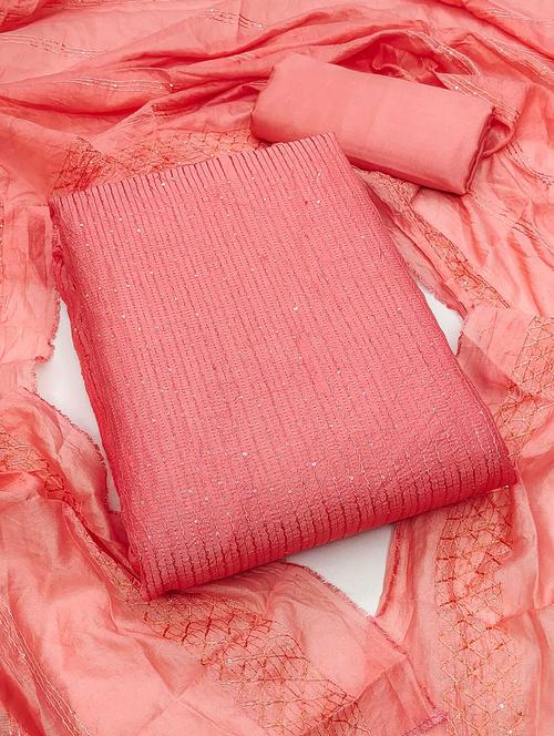 women solid with work embroidered unstitched suit set - 22016363 - Very Small Image - 1