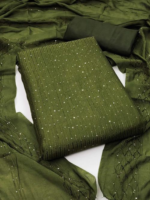 women solid with work embroidered unstitched suit set - 22016364 - Very Small Image - 1