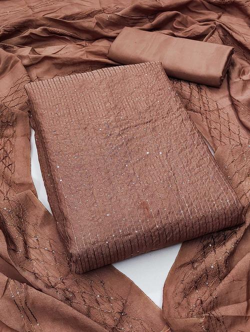 women solid with work embroidered unstitched suit set - 22016372 - Very Small Image - 1