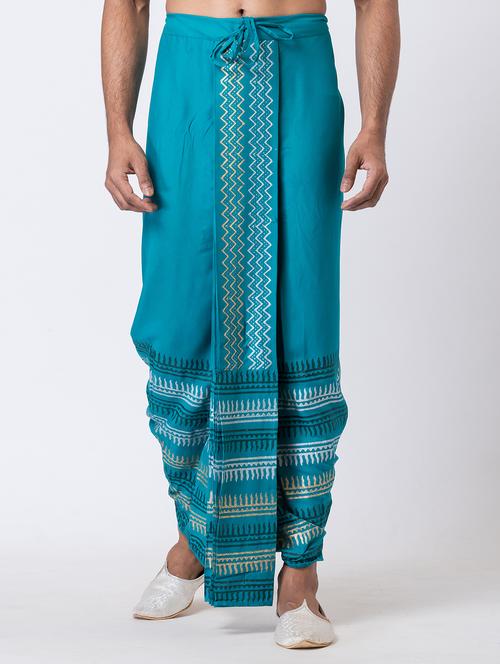 men printed mid rise draped dhoti - 22016468 - Very Small Image - 1