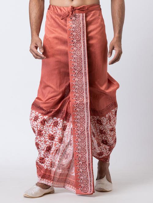 men printed mid rise draped dhoti - 22016489 - Very Small Image - 1